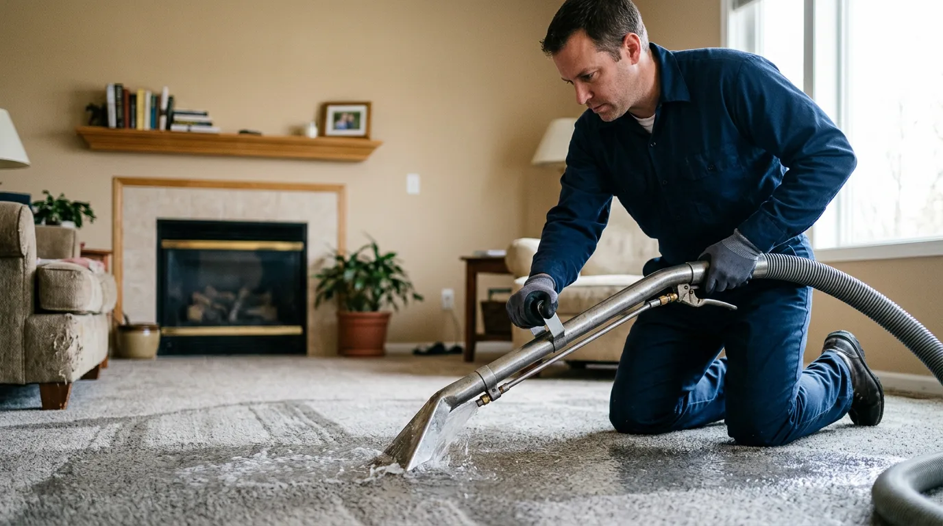 Water damage restoration technician working near Trinity, AL